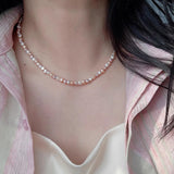 Multi-Color Baroque Pearl Necklace/Bracelet, Pink Purple White Freshwater Pearls, S925 Sterling Silver Jewelry For Women AL1260