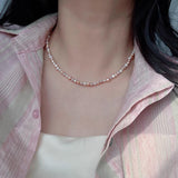 Multi-Color Baroque Pearl Necklace/Bracelet, Pink Purple White Freshwater Pearls, S925 Sterling Silver Jewelry For Women AL1260