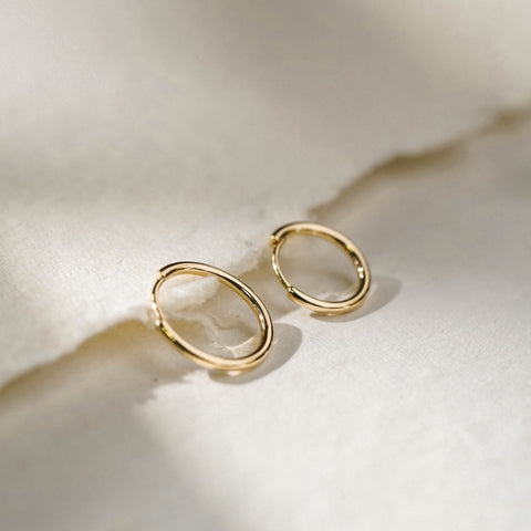 S925 Sterling Silver 18K Gold Plated Minimalist Huggie Hoops Earrings, 10mm Hoops For Women AL1261