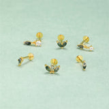 1 pcs of S925 Silver Geometric Natural Green Moss Agate Cartilage Studs Earring, Flat Back Earrings, Piercing Ear Jewelry For Women AL1262