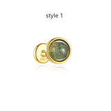 1 pcs of S925 Silver Geometric Natural Green Moss Agate Cartilage Studs Earring, Flat Back Earrings, Piercing Ear Jewelry For Women AL1262