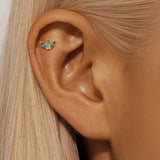 1 pcs of S925 Silver Geometric Natural Green Moss Agate Cartilage Studs Earring, Flat Back Earrings, Piercing Ear Jewelry For Women AL1262