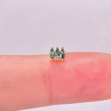 1 pcs of S925 Silver Geometric Natural Green Moss Agate Cartilage Studs Earring, Flat Back Earrings, Piercing Ear Jewelry For Women AL1262