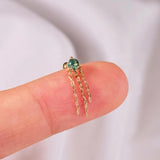 1 pcs of S925 Silver Geometric Natural Green Moss Agate Cartilage Studs Earring, Flat Back Earrings, Piercing Ear Jewelry For Women AL1262