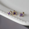 1 Pcs of S925 Silver Purple Square CZ Stud Earrings Zircon Cartilage Studs, Fashion Jewelry For Women AL1263