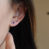 1 Pcs of S925 Silver Purple Square CZ Stud Earrings Zircon Cartilage Studs, Fashion Jewelry For Women AL1263