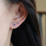 1 Pcs of S925 Silver Purple Square CZ Stud Earrings Zircon Cartilage Studs, Fashion Jewelry For Women AL1263