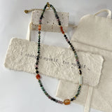 Bohemian Shushan Natural Stone Red Agate Beaded Necklace, Gemstone Jewelry For Women AL1264