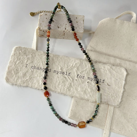Bohemian Shushan Natural Stone Red Agate Beaded Necklace, Gemstone Jewelry For Women AL1264