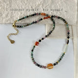 Bohemian Shushan Natural Stone Red Agate Beaded Necklace, Gemstone Jewelry For Women AL1264