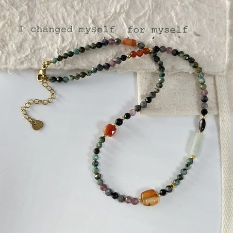 Bohemian Shushan Natural Stone Red Agate Beaded Necklace, Gemstone Jewelry For Women AL1264