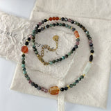 Bohemian Shushan Natural Stone Red Agate Beaded Necklace, Gemstone Jewelry For Women AL1264