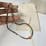 Bohemian Shushan Natural Stone Red Agate Beaded Necklace, Gemstone Jewelry For Women AL1264