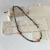 Bohemian Shushan Natural Stone Red Agate Beaded Necklace, Gemstone Jewelry For Women AL1264