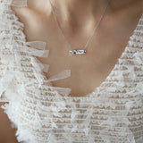 Gold Bar Pendant Necklace with Mountain-Sea Inspired, Titanium Steel Anti-Tarnish Jewelry AL1266