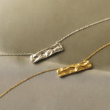 Gold Bar Pendant Necklace with Mountain-Sea Inspired, Titanium Steel Anti-Tarnish Jewelry AL1266