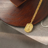 18" Irregular Candle Necklace, Fire Lacquer Lava Vintage Candle Stand, Titanium Steel 18K Gold Plated AL1267