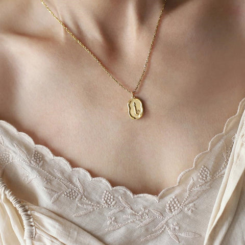 18" Irregular Candle Necklace, Fire Lacquer Lava Vintage Candle Stand, Titanium Steel 18K Gold Plated AL1267