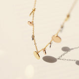 16" Tricolores Simple Small Sequin Round Collar Chain Necklace, Titanium Steel Gold Electroplated Rose Gold Necklace AL1268