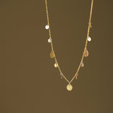 16" Tricolores Simple Small Sequin Round Collar Chain Necklace, Titanium Steel Gold Electroplated Rose Gold Necklace AL1268