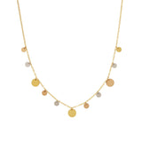 16" Tricolores Simple Small Sequin Round Collar Chain Necklace, Titanium Steel Gold Electroplated Rose Gold Necklace AL1268