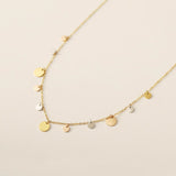 16" Tricolores Simple Small Sequin Round Collar Chain Necklace, Titanium Steel Gold Electroplated Rose Gold Necklace AL1268