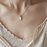 16" White Shell Pendant Snake Chain Necklace, Titanium Steel Gold-Plated Jewelry AL1269
