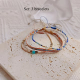 Set of Bohemian Skinny Natural Pearl, Stones & Miyuki Beads Bracelet, Friendship Bracelet, Handmade Boho Summer Jewelry AL1270