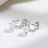 Small Natural Moonstone CZ Stud Earrings, S925 Sterling Silver, June Birthstone Jewelry Studs AL1271