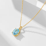15" Sky Blue Topaz Pendant Necklace, 925 Sterling Silver Necklace for Women AL1272