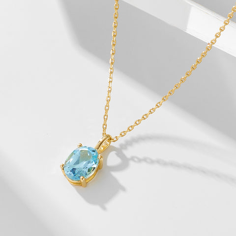 15" Sky Blue Topaz Pendant Necklace, 925 Sterling Silver Necklace for Women AL1272