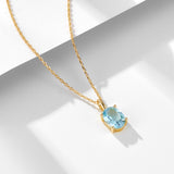 15" Sky Blue Topaz Pendant Necklace, 925 Sterling Silver Necklace for Women AL1272