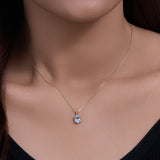 15" Sky Blue Topaz Pendant Necklace, 925 Sterling Silver Necklace for Women AL1272