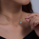 15" Sky Blue Topaz Pendant Necklace, 925 Sterling Silver Necklace for Women AL1272