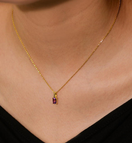 Natural Amethyst & Peridot Pendant Necklace, S925 Sterling Silver Jewelry For Women AL1273