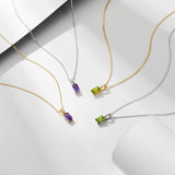 Natural Amethyst & Peridot Pendant Necklace, S925 Sterling Silver Jewelry For Women AL1273