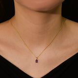 Natural Amethyst & Peridot Pendant Necklace, S925 Sterling Silver Jewelry For Women AL1273