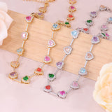15" Rainbow Heart Zircon Choker Necklace CZ Necklace Plated with 18k Gold AL1274