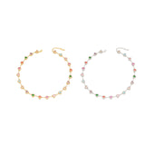 15" Rainbow Heart Zircon Choker Necklace CZ Necklace Plated with 18k Gold AL1274