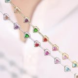 15" Rainbow Heart Zircon Choker Necklace CZ Necklace Plated with 18k Gold AL1274