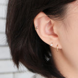 Mini Faceted Star Cartilage Earring Studs: s925 Sterling Silver with 18k Gold  AL1280