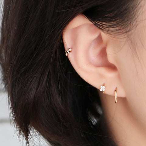 Mini Faceted Star Cartilage Earring Studs: s925 Sterling Silver with 18k Gold  AL1280