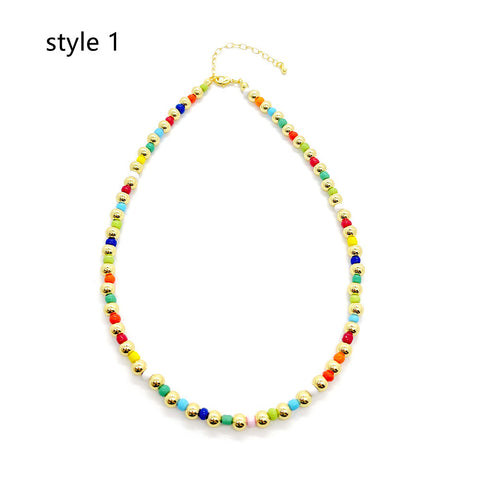 Bohemian Baroque Natural Freshwater Pearl & Rainbow Miyuki Beads Necklace AL1286