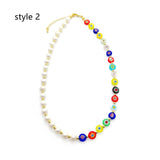 Bohemian Baroque Natural Freshwater Pearl & Rainbow Miyuki Beads Necklace AL1286
