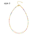 Bohemian Baroque Natural Freshwater Pearl & Rainbow Miyuki Beads Necklace AL1286