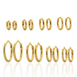 S925 Sterling Silver Minimalist Earring Hoops, Polished Gold Ear Rings, 5~14mm Sizes, Fashion Earring Jewelry AL1287