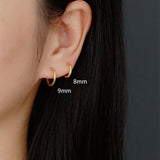 S925 Sterling Silver Minimalist Earring Hoops, Polished Gold Ear Rings, 5~14mm Sizes, Fashion Earring Jewelry AL1287
