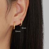 S925 Sterling Silver Minimalist Earring Hoops, Polished Gold Ear Rings, 5~14mm Sizes, Fashion Earring Jewelry AL1287
