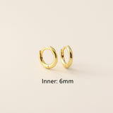 S925 Sterling Silver Minimalist Earring Hoops, Polished Gold Ear Rings, 5~14mm Sizes, Fashion Earring Jewelry AL1287