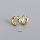 Thick S925 Sterling Silver Minimalist Earring Hoops, Polished Gold Ear Rings, 5~9mm Sizes, Fashion Earring Jewelry AL1288